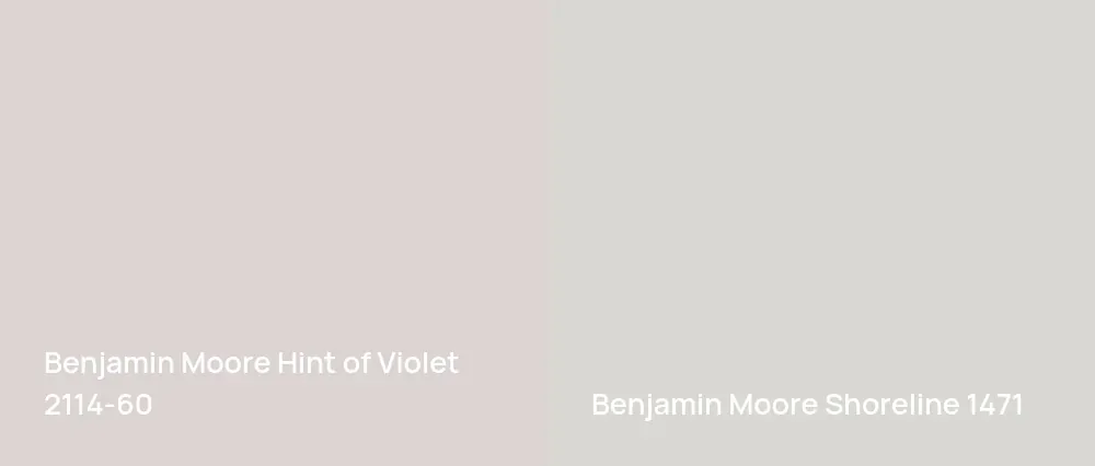 Benjamin Moore Hint of Violet 2114-60 vs Benjamin Moore Shoreline 1471