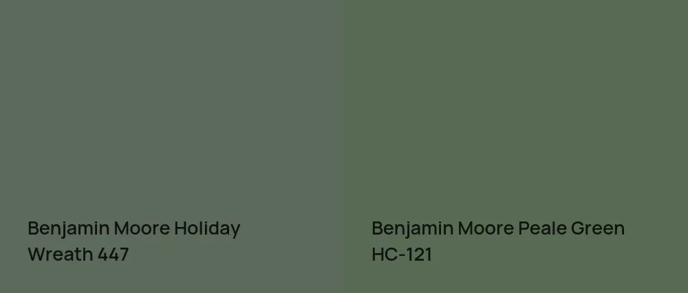 Benjamin Moore Holiday Wreath 447 vs Benjamin Moore Peale Green HC-121