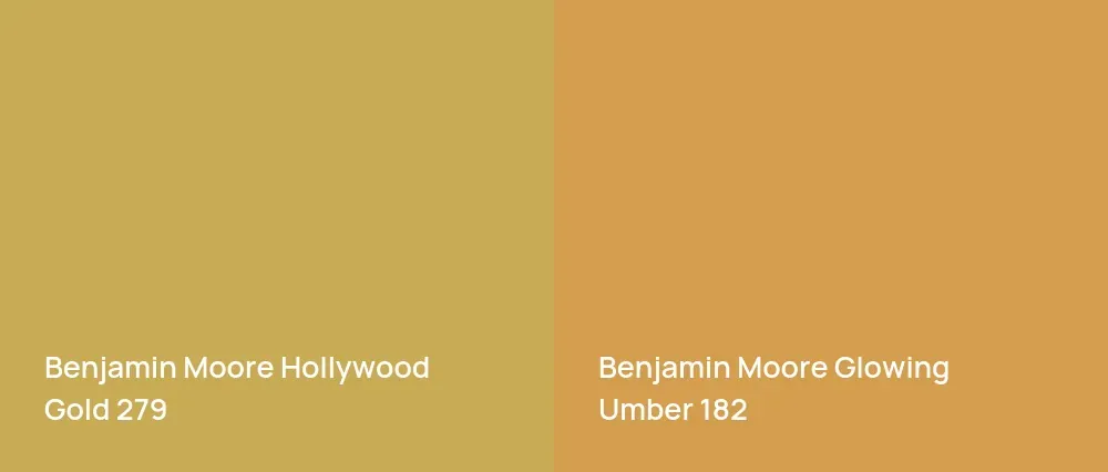 Benjamin Moore Hollywood Gold 279 vs Benjamin Moore Glowing Umber 182