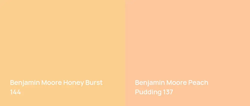 Benjamin Moore Honey Burst 144 vs Benjamin Moore Peach Pudding 137