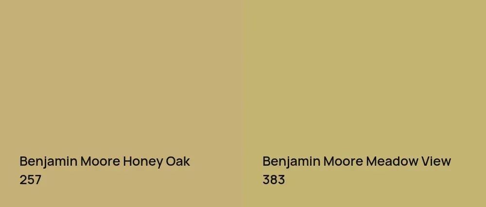 Benjamin Moore Honey Oak 257 vs Benjamin Moore Meadow View 383