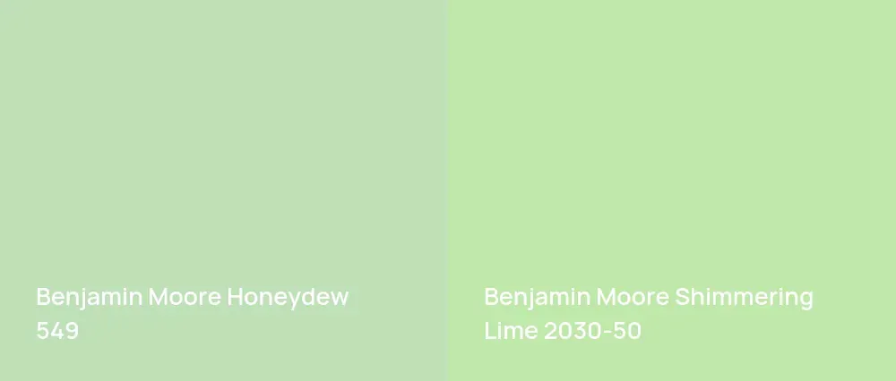 Benjamin Moore Honeydew 549 vs Benjamin Moore Shimmering Lime 2030-50
