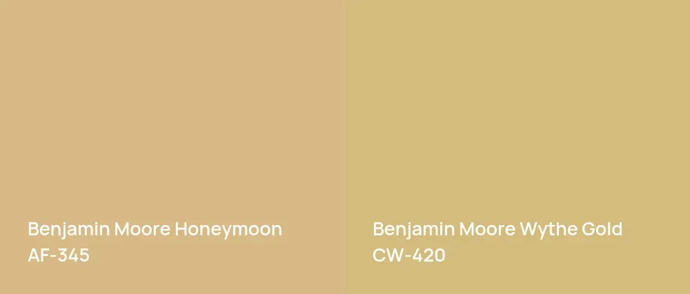 Benjamin Moore Honeymoon AF-345 vs Benjamin Moore Wythe Gold CW-420
