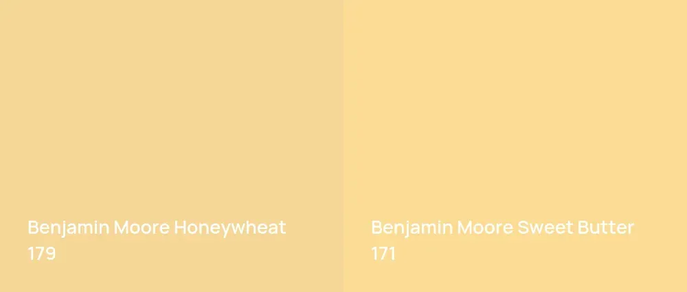 Benjamin Moore Honeywheat 179 vs Benjamin Moore Sweet Butter 171