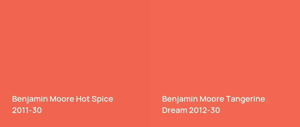 Benjamin Moore Hot Spice 2011-30 vs Benjamin Moore Tangerine Dream 2012-30