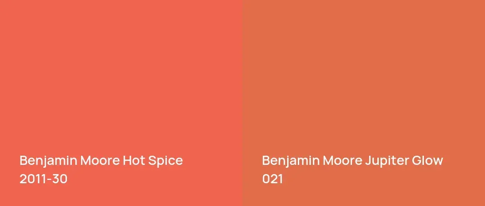 Benjamin Moore Hot Spice 2011-30 vs Benjamin Moore Jupiter Glow 021