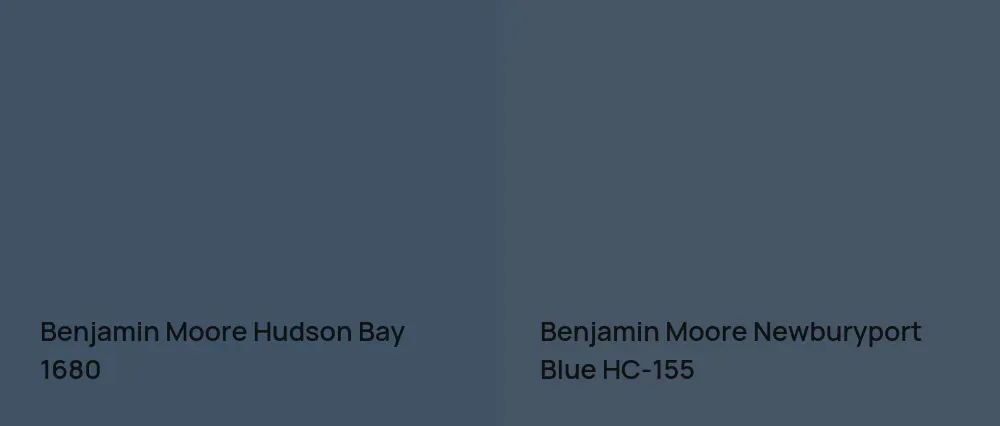 Benjamin Moore Hudson Bay 1680 vs Benjamin Moore Newburyport Blue HC-155