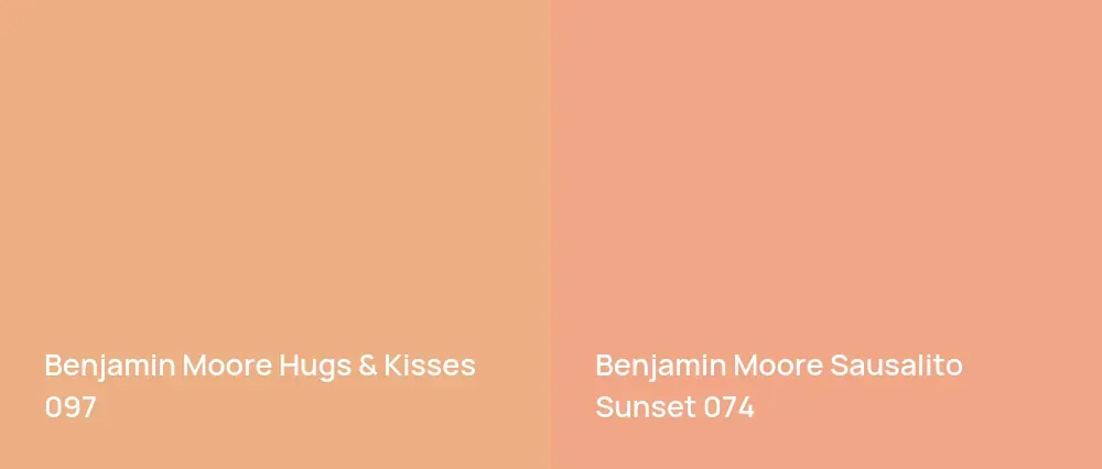 Benjamin Moore Hugs & Kisses 097 vs Benjamin Moore Sausalito Sunset 074