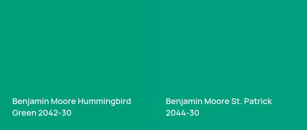 Benjamin Moore Hummingbird Green 2042-30 vs Benjamin Moore St. Patrick 2044-30