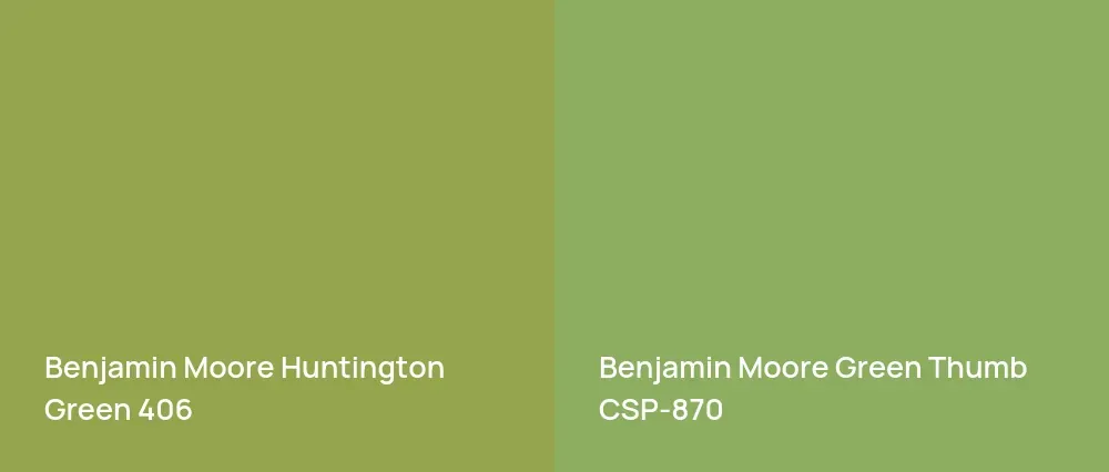 Benjamin Moore Huntington Green 406 vs Benjamin Moore Green Thumb CSP-870