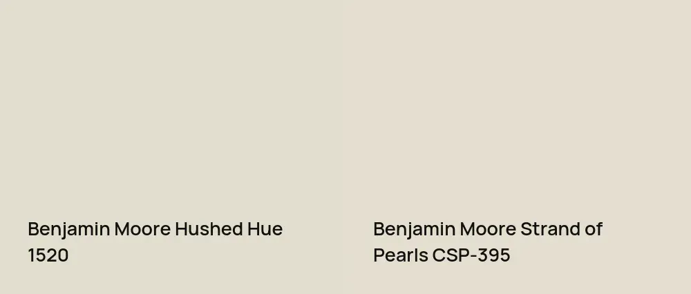 Benjamin Moore Hushed Hue 1520 vs Benjamin Moore Strand of Pearls CSP-395