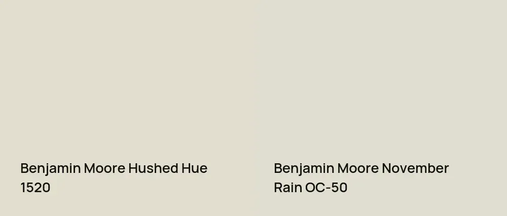 Benjamin Moore Hushed Hue 1520 vs Benjamin Moore November Rain OC-50