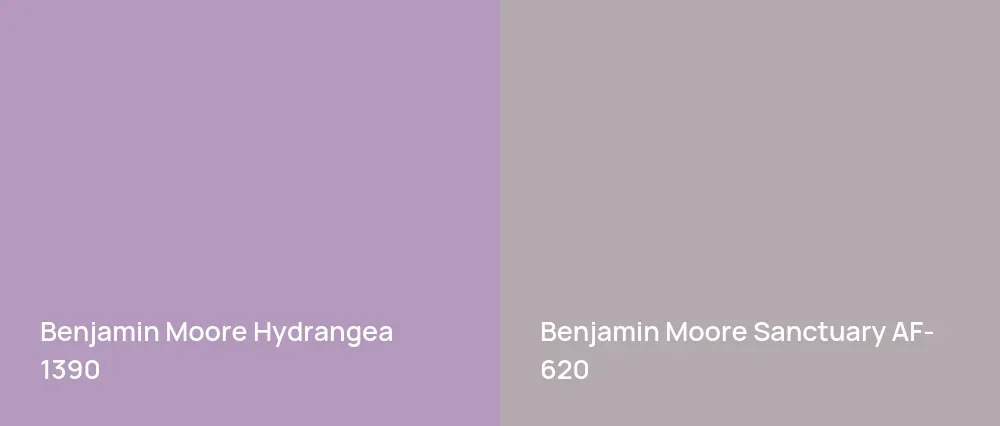 Benjamin Moore Hydrangea 1390 vs Benjamin Moore Sanctuary AF-620