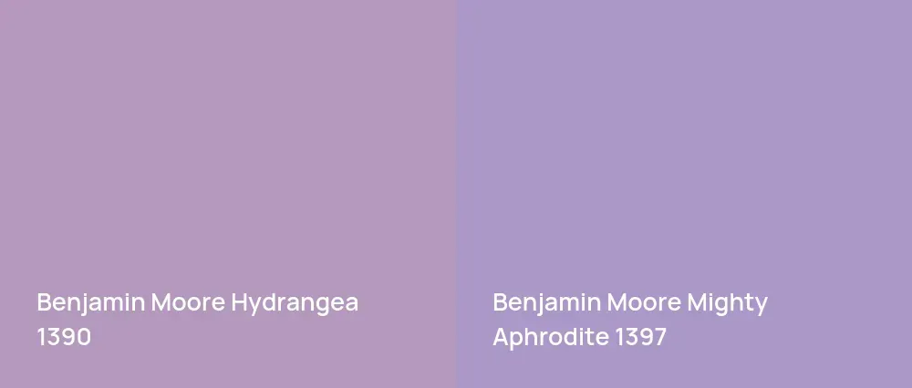 Benjamin Moore Hydrangea 1390 vs Benjamin Moore Mighty Aphrodite 1397