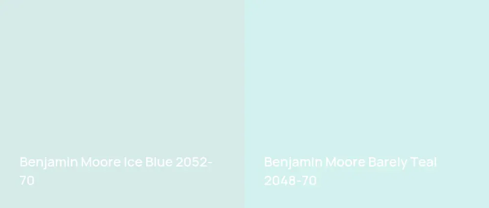 Benjamin Moore Ice Blue 2052-70 vs Benjamin Moore Barely Teal 2048-70