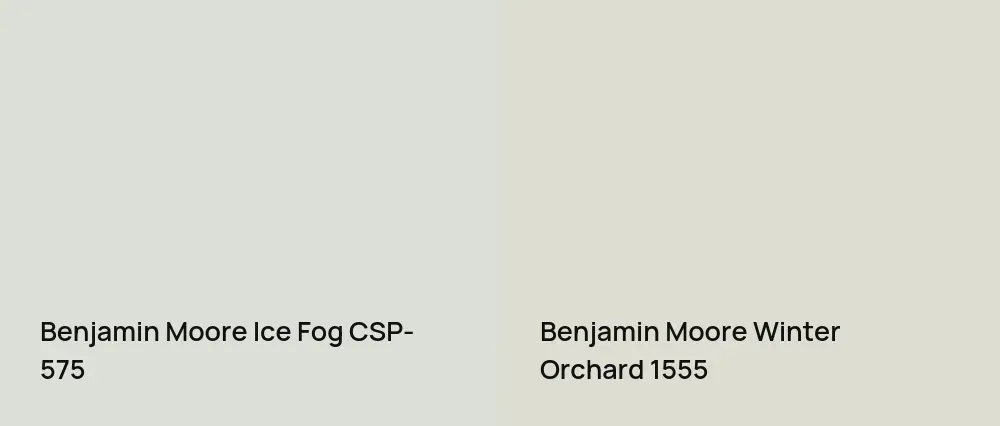 Benjamin Moore Ice Fog CSP-575 vs Benjamin Moore Winter Orchard 1555