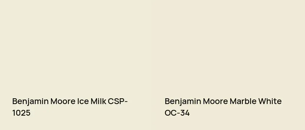 Benjamin Moore Ice Milk CSP-1025 vs Benjamin Moore Marble White OC-34