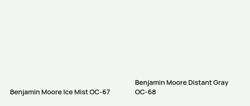 Benjamin Moore Ice Mist OC-67 vs Benjamin Moore Distant Gray OC-68