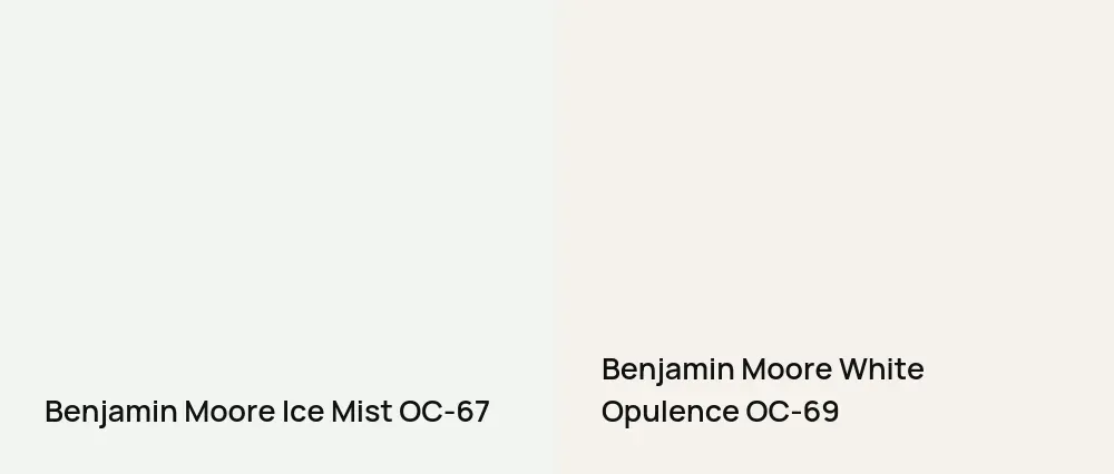 Benjamin Moore Ice Mist OC-67 vs Benjamin Moore White Opulence OC-69