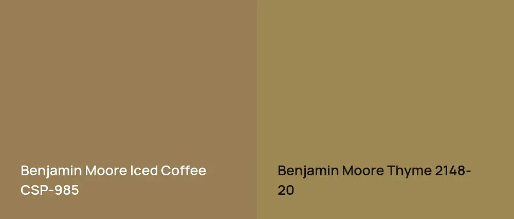 Benjamin Moore Iced Coffee CSP-985 vs Benjamin Moore Thyme 2148-20