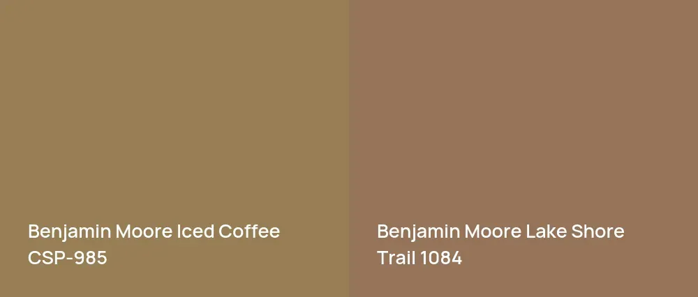 Benjamin Moore Iced Coffee CSP-985 vs Benjamin Moore Lake Shore Trail 1084