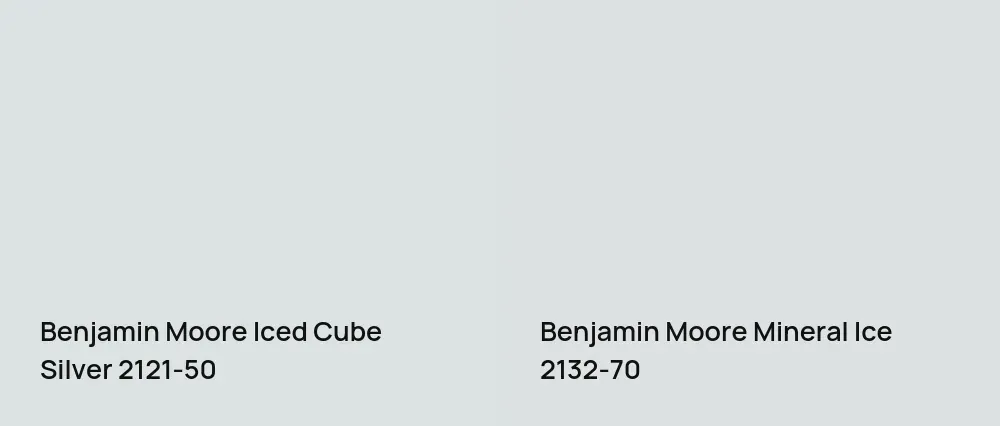 Benjamin Moore Iced Cube Silver 2121-50 vs Benjamin Moore Mineral Ice 2132-70