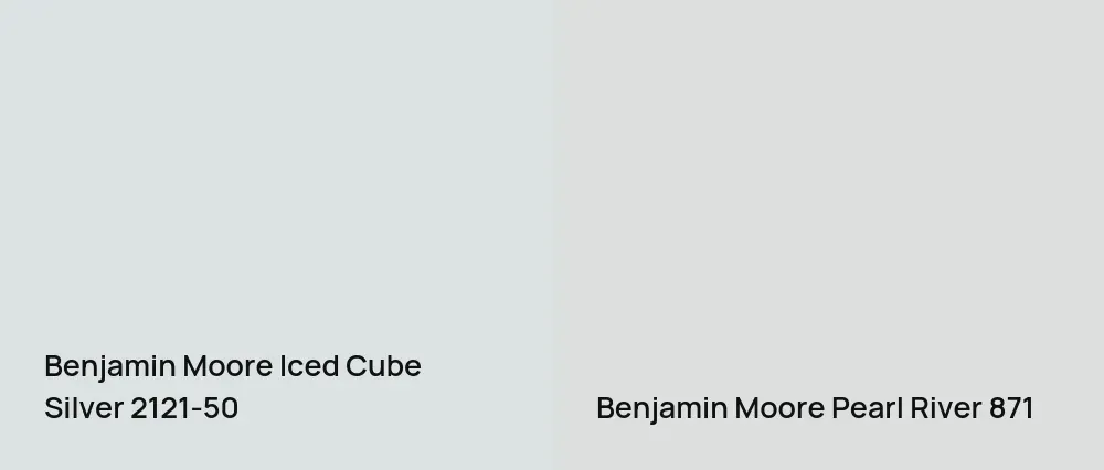 Benjamin Moore Iced Cube Silver 2121-50 vs Benjamin Moore Pearl River 871