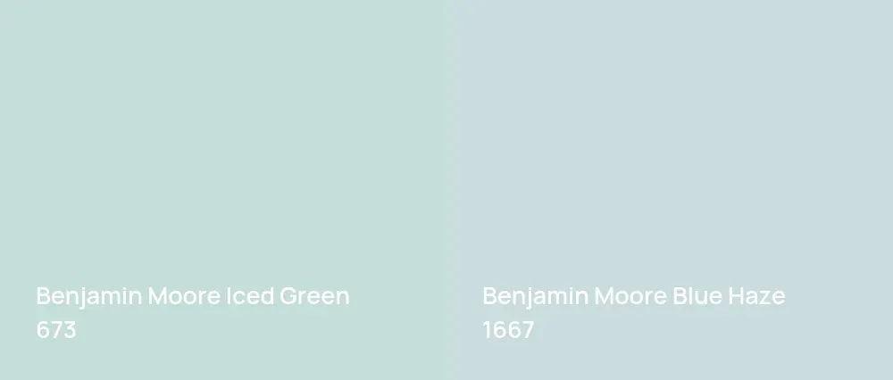 Benjamin Moore Iced Green 673 vs Benjamin Moore Blue Haze 1667