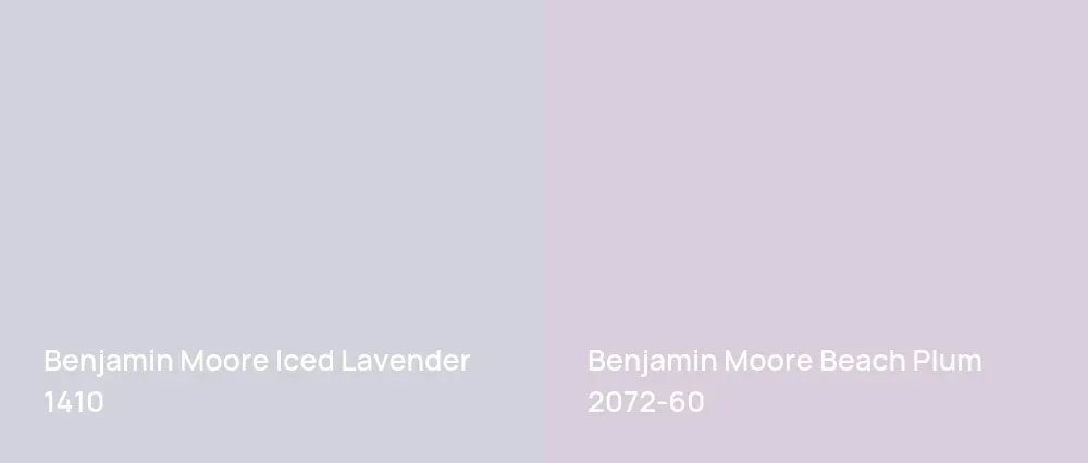 Benjamin Moore Iced Lavender 1410 vs Benjamin Moore Beach Plum 2072-60