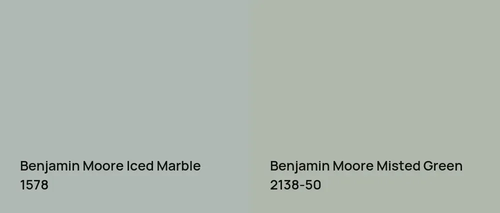 Benjamin Moore Iced Marble 1578 vs Benjamin Moore Misted Green 2138-50