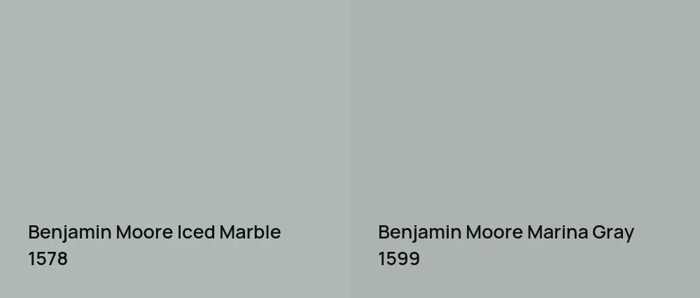 Benjamin Moore Iced Marble 1578 vs Benjamin Moore Marina Gray 1599