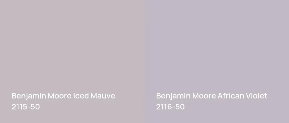 Benjamin Moore Iced Mauve 2115-50 vs Benjamin Moore African Violet 2116-50