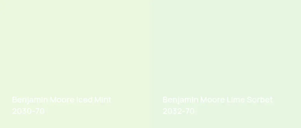 Benjamin Moore Iced Mint 2030-70 vs Benjamin Moore Lime Sorbet 2032-70