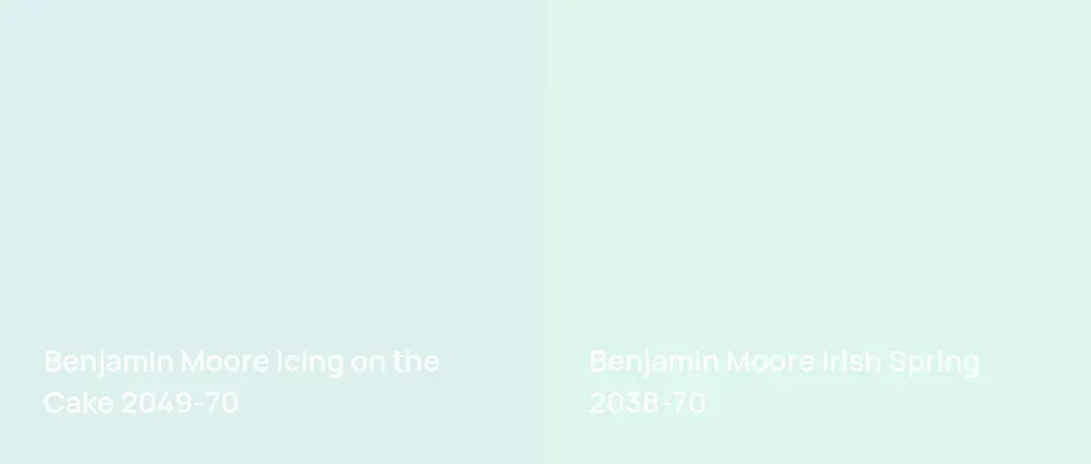 Benjamin Moore Icing on the Cake 2049-70 vs Benjamin Moore Irish Spring 2038-70