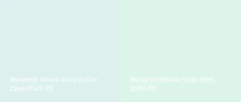 Benjamin Moore Icing on the Cake 2049-70 vs Benjamin Moore Fresh Mint 2037-70