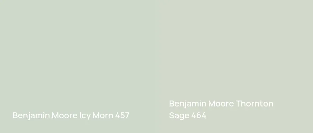Benjamin Moore Icy Morn 457 vs Benjamin Moore Thornton Sage 464