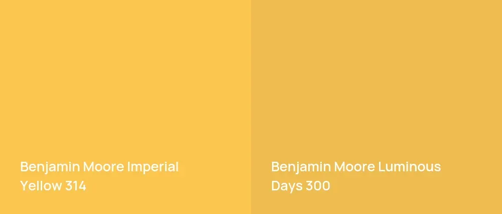 Benjamin Moore Imperial Yellow 314 vs Benjamin Moore Luminous Days 300