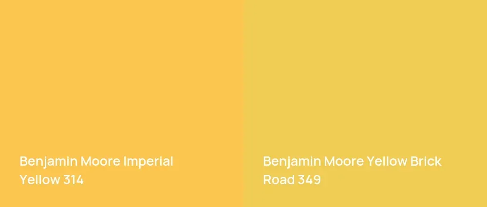 Benjamin Moore Imperial Yellow 314 vs Benjamin Moore Yellow Brick Road 349