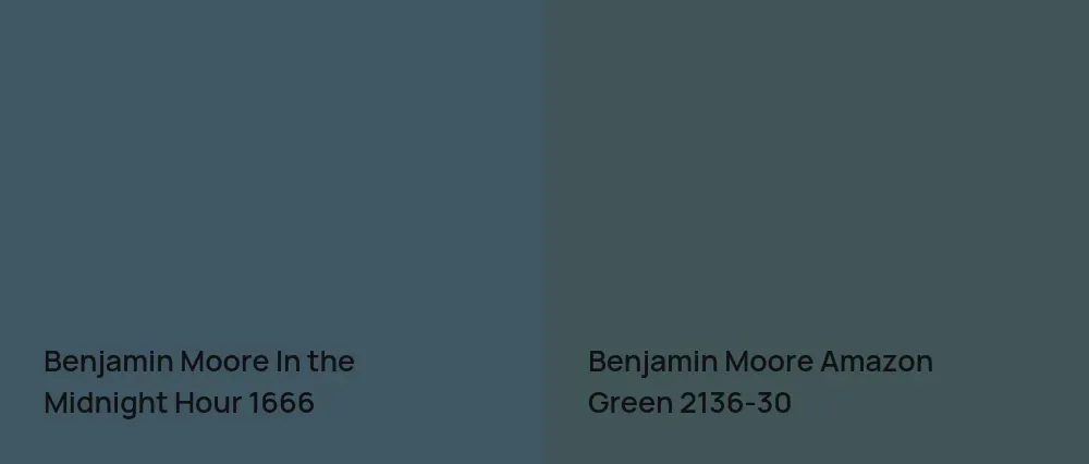 Benjamin Moore In the Midnight Hour 1666 vs Benjamin Moore Amazon Green 2136-30