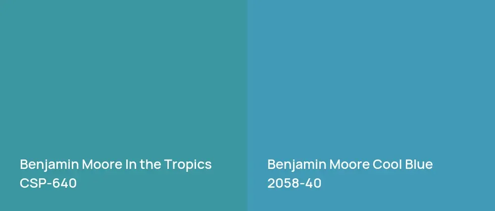 Benjamin Moore In the Tropics CSP-640 vs Benjamin Moore Cool Blue 2058-40