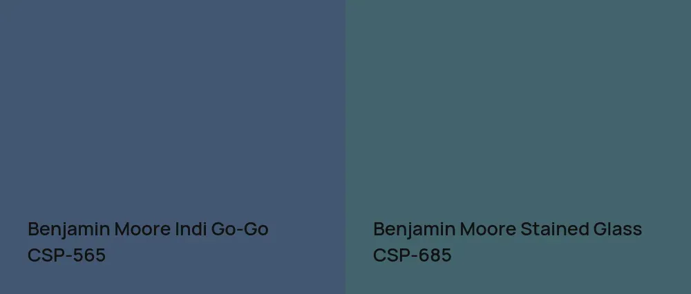Benjamin Moore Indi Go-Go CSP-565 vs Benjamin Moore Stained Glass CSP-685