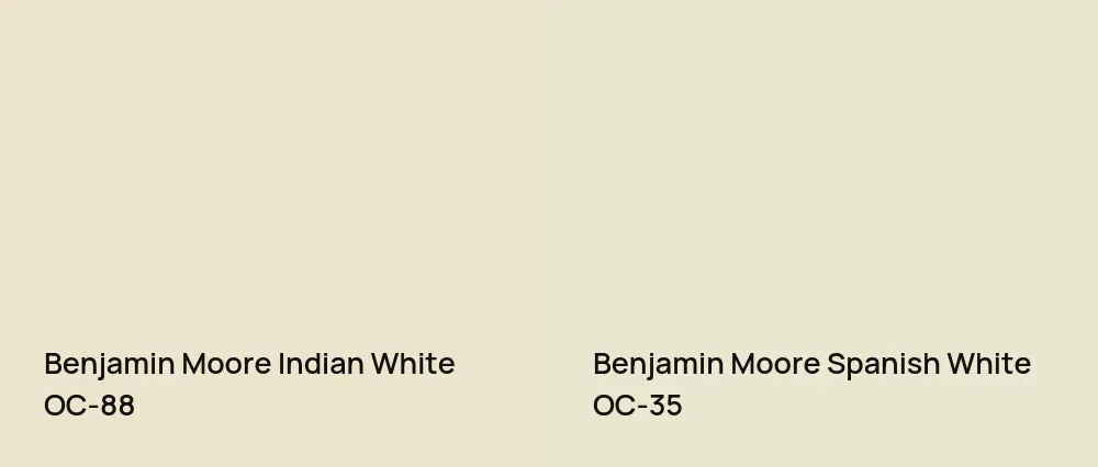 Benjamin Moore Indian White OC-88 vs Benjamin Moore Spanish White OC-35