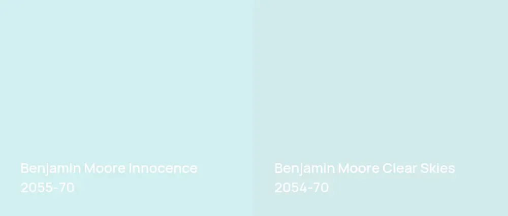 Benjamin Moore Innocence 2055-70 vs Benjamin Moore Clear Skies 2054-70