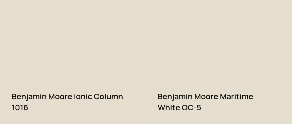 Benjamin Moore Ionic Column 1016 vs Benjamin Moore Maritime White OC-5