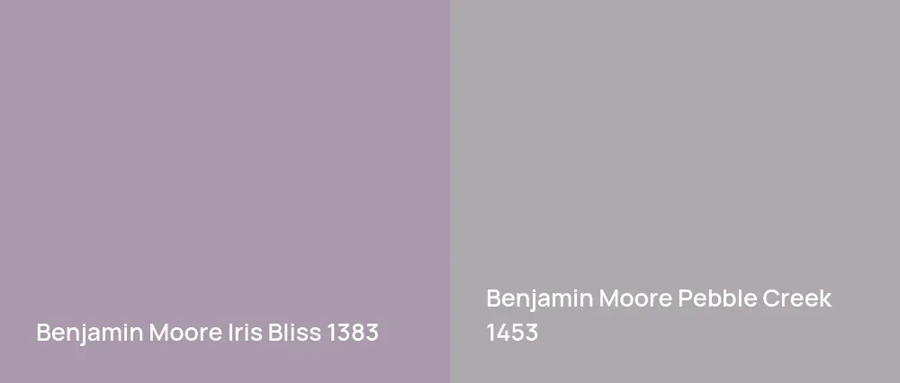 Benjamin Moore Iris Bliss 1383 vs Benjamin Moore Pebble Creek 1453