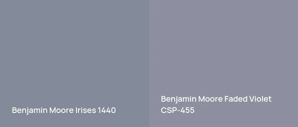 Benjamin Moore Irises 1440 vs Benjamin Moore Faded Violet CSP-455