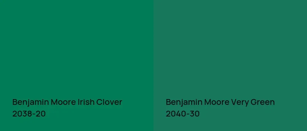 Benjamin Moore Irish Clover 2038-20 vs Benjamin Moore Very Green 2040-30