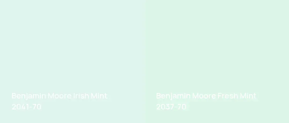 Benjamin Moore Irish Mint 2041-70 vs Benjamin Moore Fresh Mint 2037-70