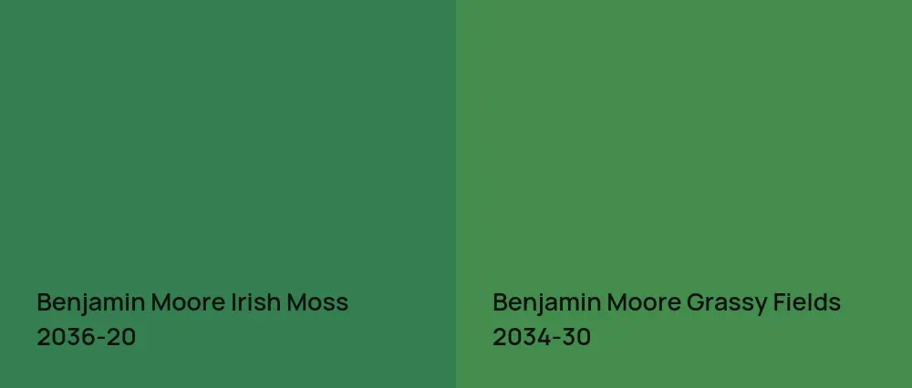 Benjamin Moore Irish Moss 2036-20 vs Benjamin Moore Grassy Fields 2034-30