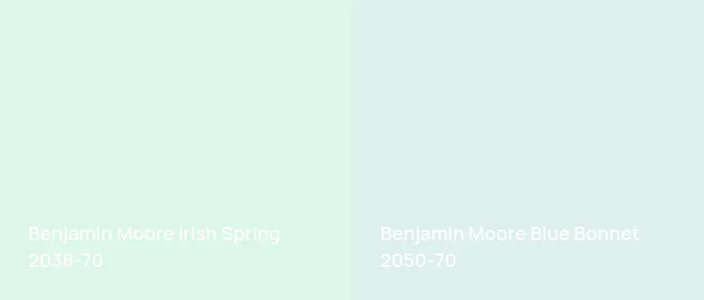 Benjamin Moore Irish Spring 2038-70 vs Benjamin Moore Blue Bonnet 2050-70